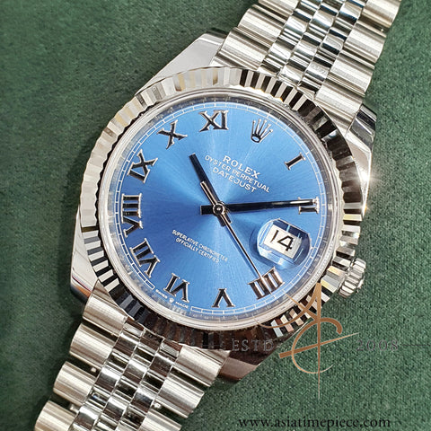 Rolex Datejust 41 Ref 126334 Azurro Sunray Blue Roman Dial (2021)