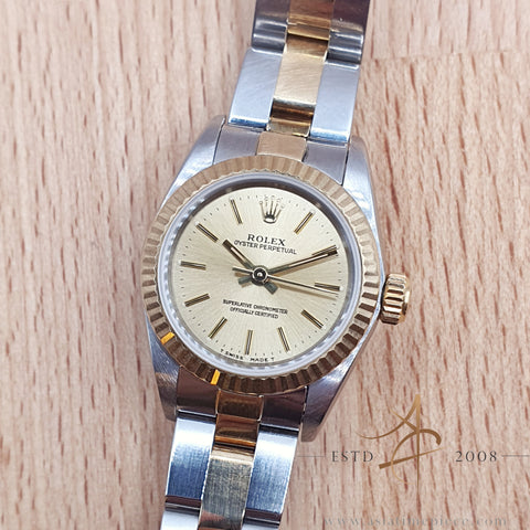 Rolex Oyster Perpetual 26 Lady 67193 Champagne Dial in Oyster Bracelet (1998)