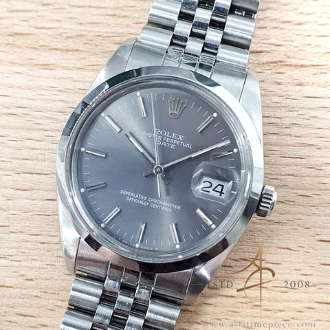 [Rare] Rolex Date 15000 Grey Dial in Jubilee Bracelet Vintage Watch (1988)