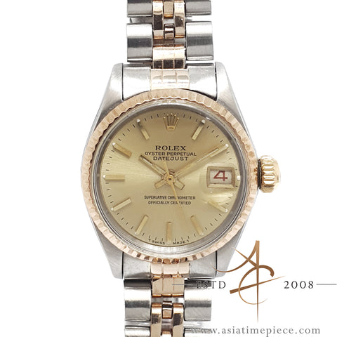 [Rare] Rolex Ladies Datejust Ref 6517 18K Rose Gold Steel Vintage Watch (Year 1968)