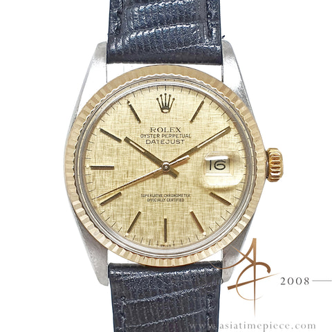 Rolex Datejust 16013 Champagne Linen Dial Vintage Watch (1982)