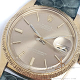 [Rare] Rolex Datejust 1607 Slate Dial Bark Bezel 18K Gold Vintage (1966)