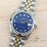 Rolex Datejust Midsize 68273 Custom Blue Diamond Dial Vintage Watch (1990)