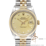 Rolex Datejust Ref 16013 Champagne Diamond Dial Vintage Watch (1986)
