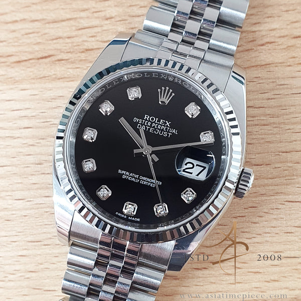 Rolex Datejust 36 Ref 116234 Black Diamond on Jubilee Full Set