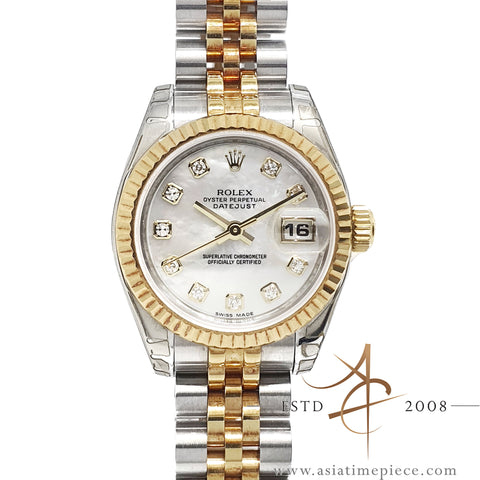 (LNIB) Rolex Datejust Ladies 179173 Mother of Pearl Diamond Dial Mint Condition