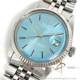 [Unique] Rolex Datejust 1601 Custom Sky Blue Dial Vintage Watch (1972)