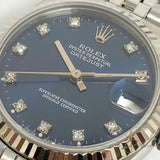 Rolex Midsize Datejust Ref 68274 Sunburst Blue Diamond Dial (Year 1996)