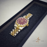 Rolex 68273 Red Dial Diamond Vintage Watch (Year 1993)