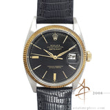 [Rare] Rolex Datejust 1601 Black Doorstop Dial Vintage Watch (1961)