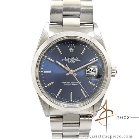 Rolex Oyster Perpetual 34 Date 15200 Sunburst Blue Dial (1996)