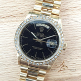 Rolex 18038 President Day Date Black Dial in 18K Gold Vintage Watch (1985)