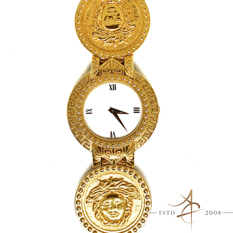 Gianni Versace Signature 01096 Gold Plated Swiss Quartz Watch Bangle