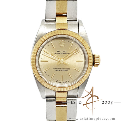 [Full Set] Unpolished Rolex Oyster Perpetual Lady Ref 67193 Champagne Dial Oyster Bracelet (1996)