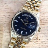 Rare Rolex Day Date 18038 President 18K Black Diamond Baguette Jubilee Vintage Watch (1963)
