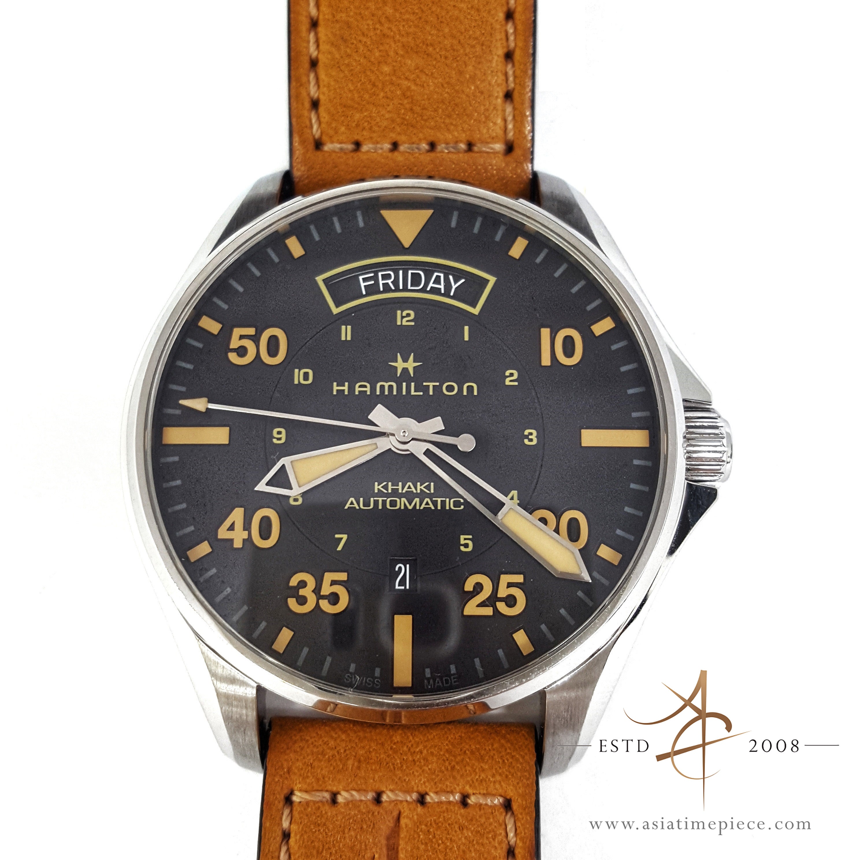ハミルトンHAMILTON KHAKI AUTOMATIC ステンレスno221 Hamilton Khaki Aviation Automatic Black Dial Stainless Steel