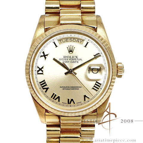 Rolex 18038 Day-Date President 18K Gold Champagne Roman Dial (1986)