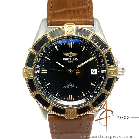 Breitling J Class D10067 Automatic Black  18K Gold Steel Watch