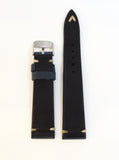 Vintage Navy Blue Leather Watch Strap (19, 20, 22mm)