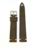 Vintage Olive Leather Watch Strap (19mm, 20mm, 22mm)