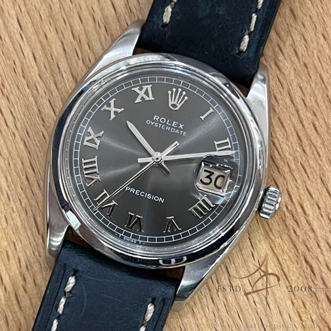 Rolex Precision 6694 Custom Grey Sunburst Roman Dial Vintage Watch (1960)